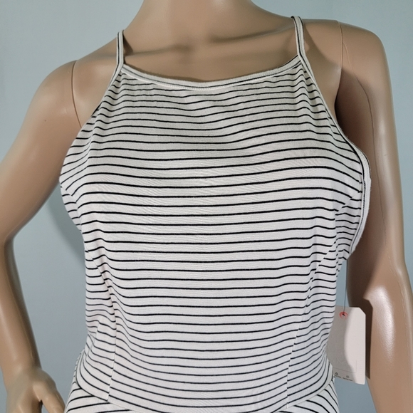 Billabong Black & White Striped Spaghetti Stripes Casual Mini Dress Size Medium - Picture 3 of 10